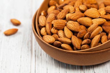 Badem fındık arka plan. Seçici odak.