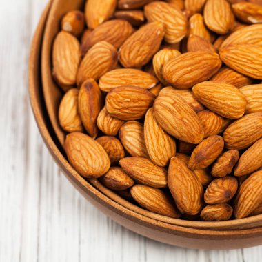 Badem fındık arka plan. Seçici odak.