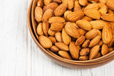 Badem fındık arka plan. Seçici odak.