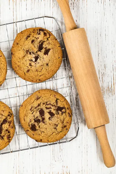 Chocolade Chip Cookies Selectieve Aandacht — Stockfoto