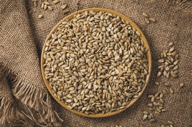 Kavrulmuş ayçiçeği çekirdekleri arka plan. Seçici odak.