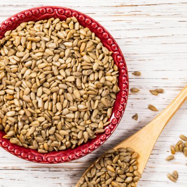 Ayçiçeği Çekirdekleri Kızarmış Tohumlar Arkaplanı. Seçici odak.