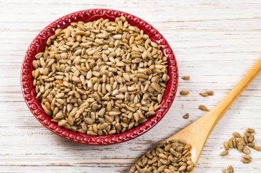 Ayçiçeği Çekirdekleri Kızarmış Tohumlar Arkaplanı. Seçici odak.