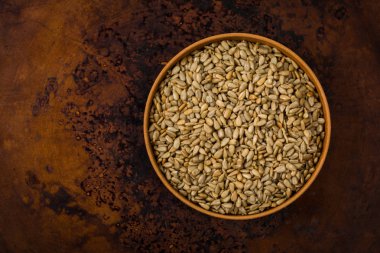 Ayçiçeği Çekirdekleri Kızarmış Tohumlar Arkaplanı. Seçici odak.