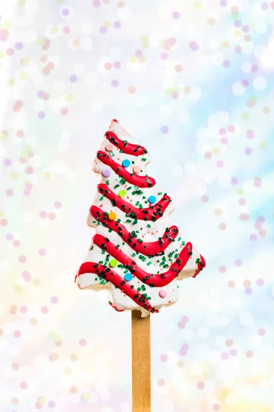 Pasteles Árbol Navidad Pops Stick Fondo Navidad Enfoque Selectivo — Foto de Stock