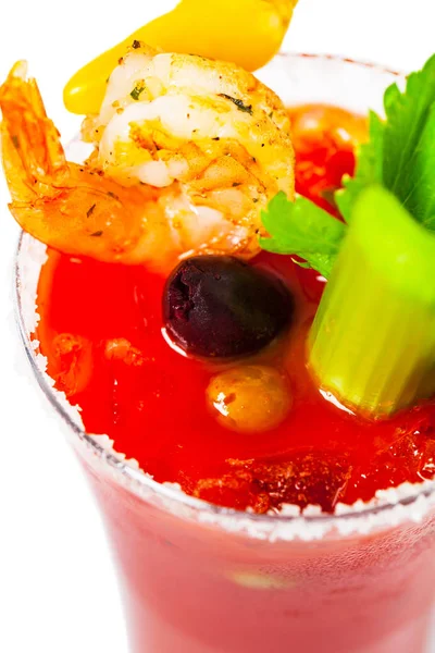 Bloody Mary Cocktail Met Wodka Tomatensap Tabasco Saus Ijs Versierd — Stockfoto