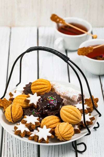 Surtido Galletas Mixtas Postre Con Enfoque Selectivo —  Fotos de Stock