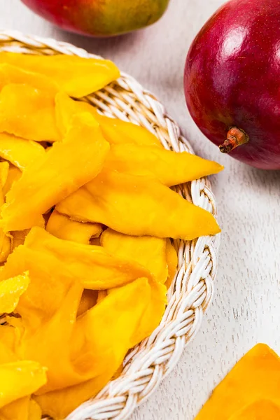 Gedroogde Mango Fruit Selectieve Aandacht — Stockfoto