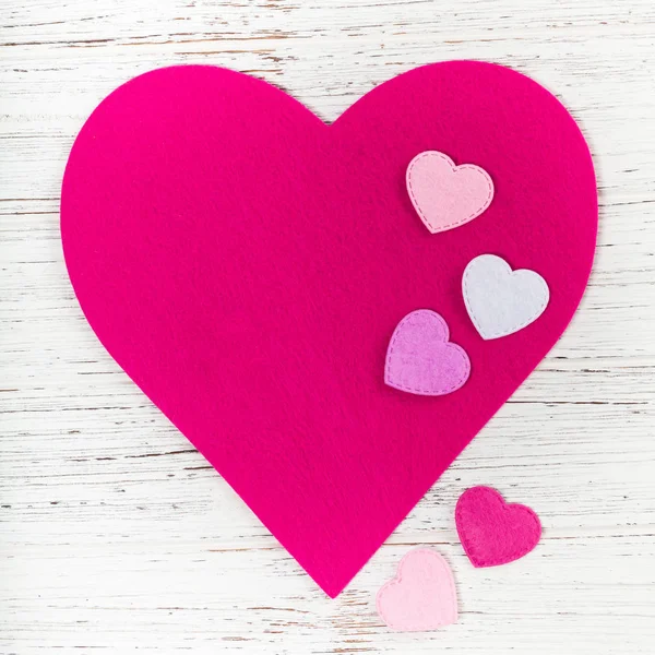 Dia Dos Namorados Cartão Fundo Com Corações Tecido Sobre Fundo — Fotografia de Stock