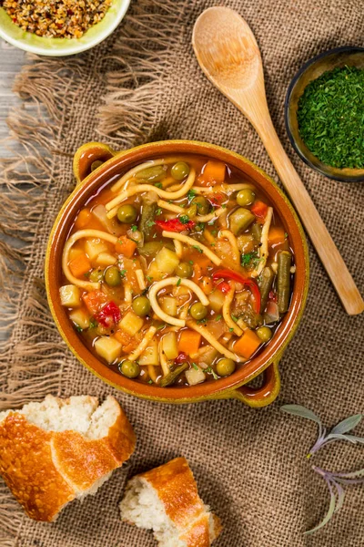 Sopa Vegetariana Foco Seletivo — Fotografia de Stock