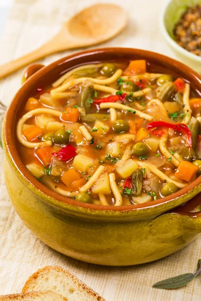 ベジタリアン野菜スープ選択フォーカス — ストック写真