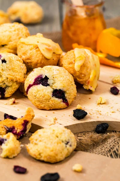 Laranja Mirtilo Mini Scone Cookies Foco Seletivo — Fotografia de Stock