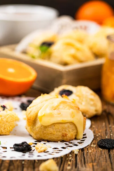 Laranja Mirtilo Mini Scone Cookies Foco Seletivo — Fotografia de Stock