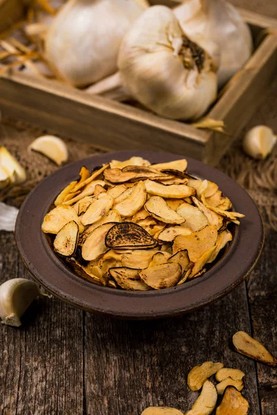 Geroosterde Knoflook Segmenten Selectieve Aandacht — Stockfoto