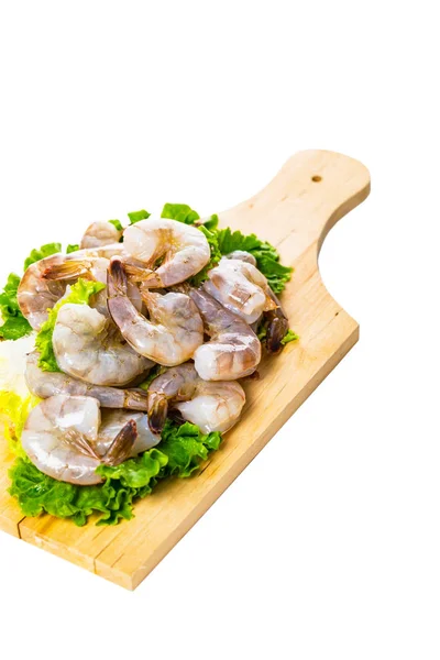 Large Raw Shrimp Isolated White Background Selective Focus — Stock Photo, Image