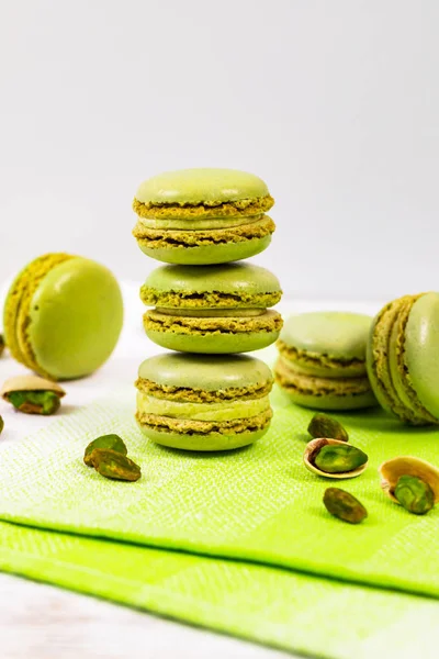 Green Pistachio Macaron Cookies Ιστορικό Επιλεκτική Εστίαση — Φωτογραφία Αρχείου