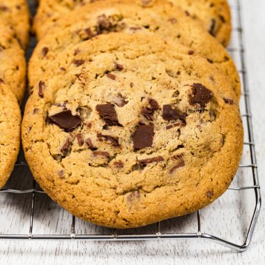 Çikolata çip çerezleri arka plan. Seçici odak.