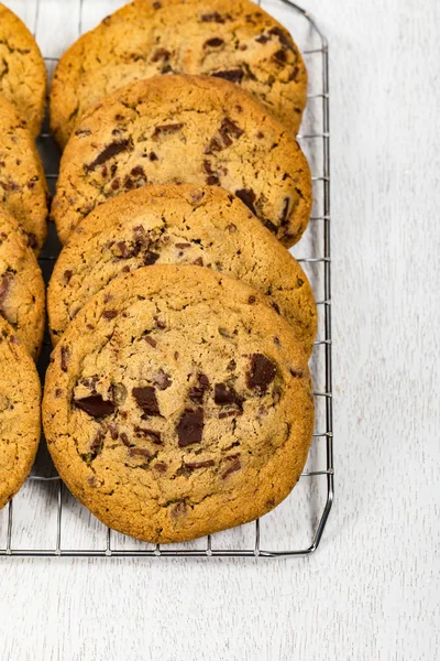 Chocolate Chip Cookies Achtergrond Selectieve Focus — Stockfoto