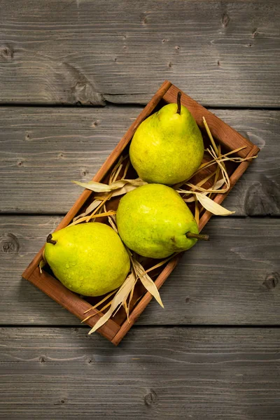 stock image Bartlett Pears or the Williams Pears on a Wooden Table. Selective focus.