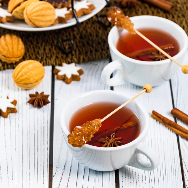 Tea Assorted Mixed Cookies Selective Focus — Stock Photo, Image
