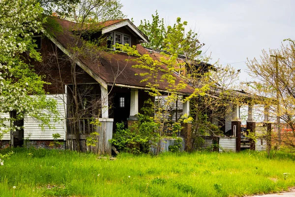 Abandonado Detroit Michigan Este Edifício Deserto Numa Parte Cidade — Fotografia de Stock