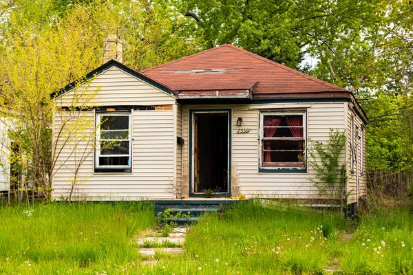 Abandonado Detroit Michigan Este Edifício Deserto Numa Parte Cidade — Fotografia de Stock