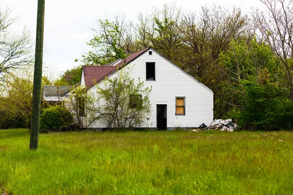 Abandonado Detroit Michigan Este Edifício Deserto Numa Parte Cidade — Fotografia de Stock