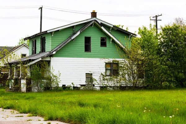 Abandonado Detroit Michigan Este Edifício Deserto Numa Parte Cidade — Fotografia de Stock