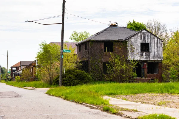 Opuszczony Dom Detroit Michigan Opuszczony Budynek Złej Części Miasta Obraz Stockowy