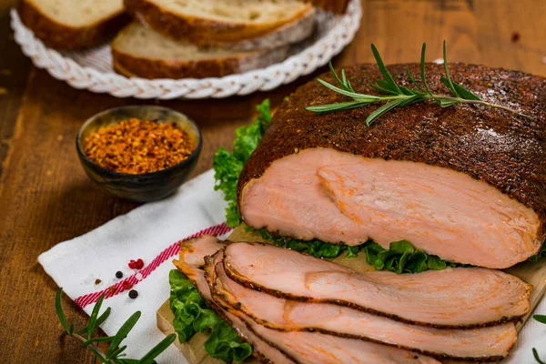 Turkey Breast Deli Roasted Sliced Cajun Style Lunch Meat Сайті Ліцензійні Стокові Зображення