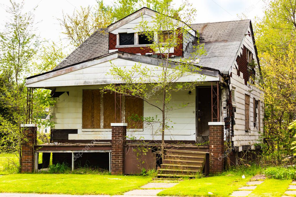 Abandoned Home in Detroit, Michigan. This is a deserted building in a bad part of town.
