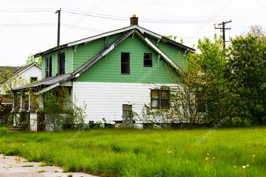 Abandoned Home in Detroit, Michigan. This is a deserted building in a bad part of town.