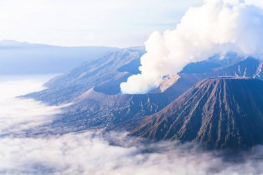 beautiful landscape of Bromo volcano at sunrise, aerial panoramic view,  Java, Indonesia clipart