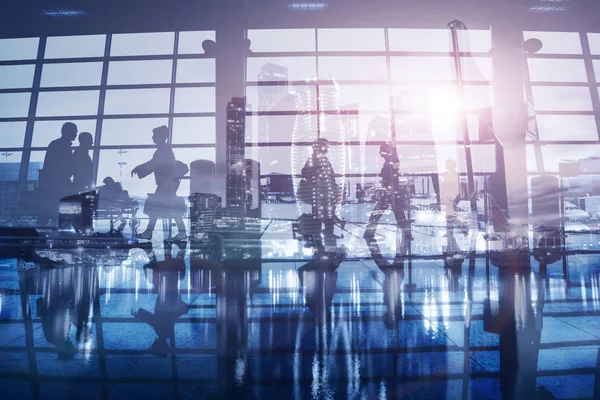 Geschäftshintergrund Menschen Die Flughafen Gehen Doppelbelastung — Stockfoto