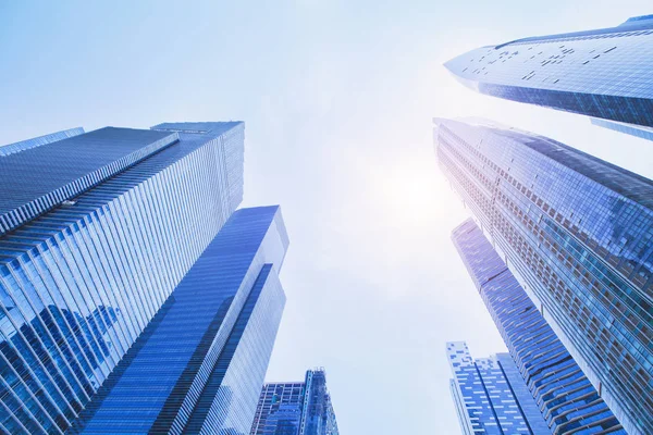 Futuristischer High Tech Hintergrund Perspektive Auf Moderne Bürogebäude — Stockfoto