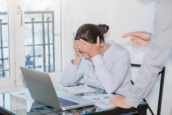 Angry Boss Stressed Employee Office Punishment — Stock Photo, Image