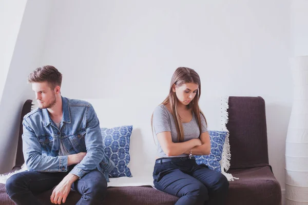 Offense Young Family Conflict Man Woman Angry Each Other Problem — Stock Photo, Image