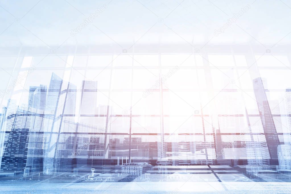 modern business background, glass wall in the office or airport, abstract interior