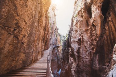 Caminito del Rey yürüyüş rotası, El Chorro, Malaga, İspanya
