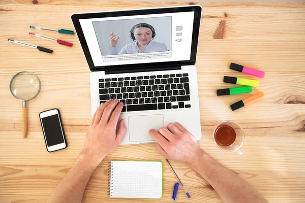 Videokonferens Utbildning Online Coaching Internet Eller Webinar — Stockfoto