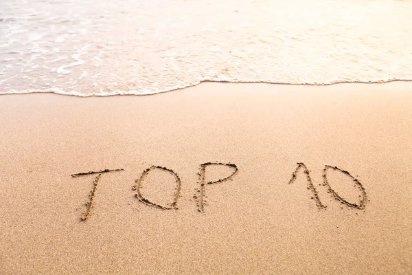 Top Segno Sulla Spiaggia Sabbia — Foto Stock