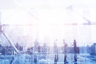 Büro hayatı, iş adamları kentsel modern arka planda