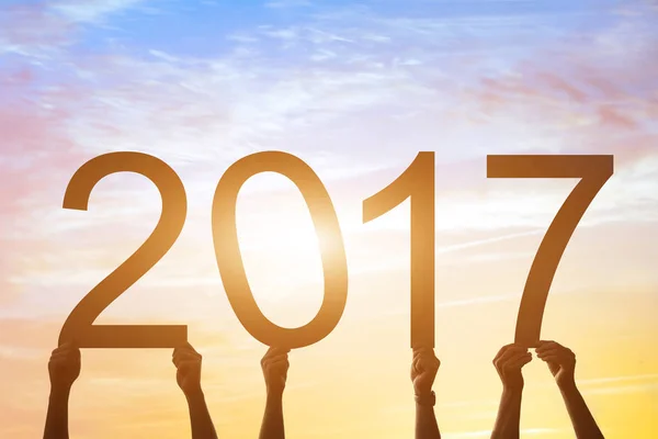 2017 Zeichen Schöne Karte Über Das Neue Jahr Silhouetten Der — Stockfoto