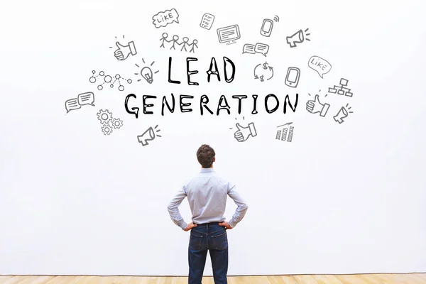 Lead Generation Koncept Vit Bakgrund — Stockfoto