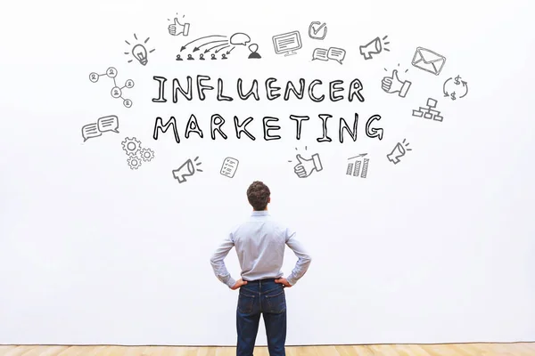 Influencer Marketing Konzept Auf Weißem Hintergrund — Stockfoto