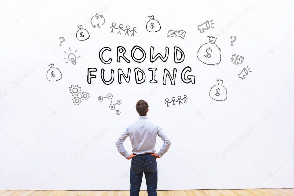 crowdfunding concept on white background 