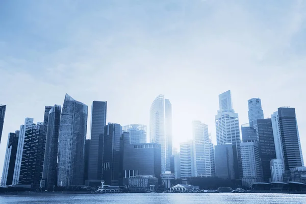 Üzleti Háttér Gyönyörű Absztrakt Kék Városkép Felhőkarcolók Copyspace — Stock Fotó