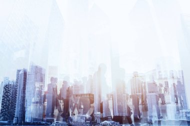 iş adamları modern şehir, kentsel yaşam tarzı arka sokakta yürüyen çift pozlama