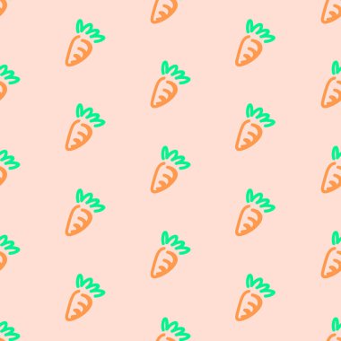 Havuç seamless modeli kayısı renk arka plan üzerinde. Sebze seamless modeli. Minimalist desen