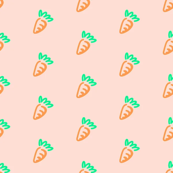 Carrot seamless pattern on apricot colour background. Vegetables seamless pattern. Minimalistic pattern